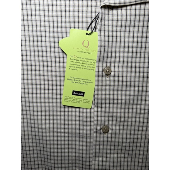 NWT Hagger Men's Sleeve Plaid Print Button Down Shirt Size XXL Keeps You Cool - Picture 3 of 8